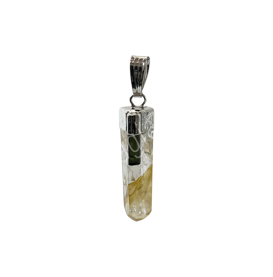 Pendant Point Golden Healer Quartz & Black Tourmaline Accent 1.25″L