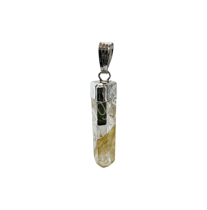 Pendant Point Golden Healer Quartz & Black Tourmaline Accent 1.25″L