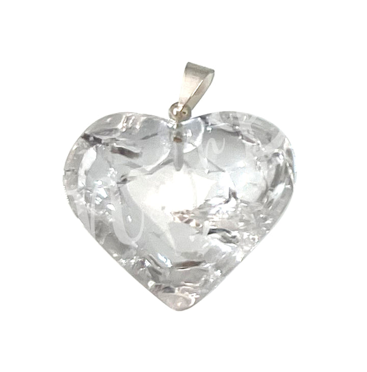 Pendant Heart Crystal Quartz Cracked 0.75-1″