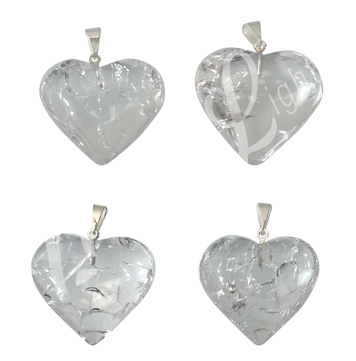 Pendant Heart Crystal Quartz Cracked 0.75-1″