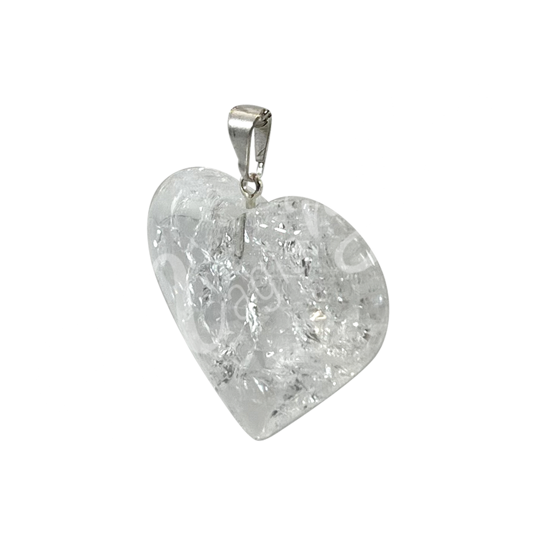 Pendant Heart Crystal Quartz Cracked 0.75-1″