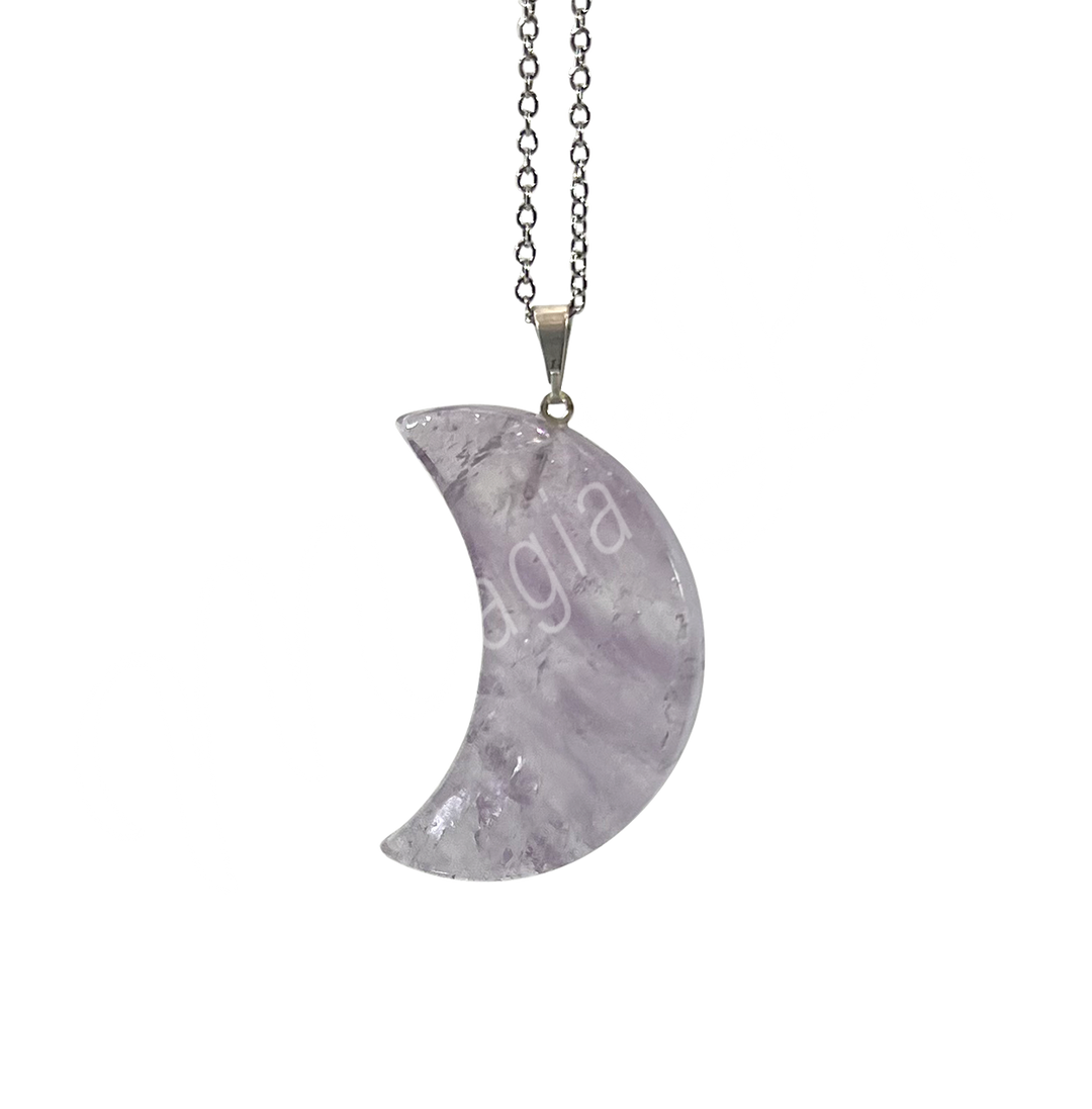 Pendant Moon Amethyst 1.4"