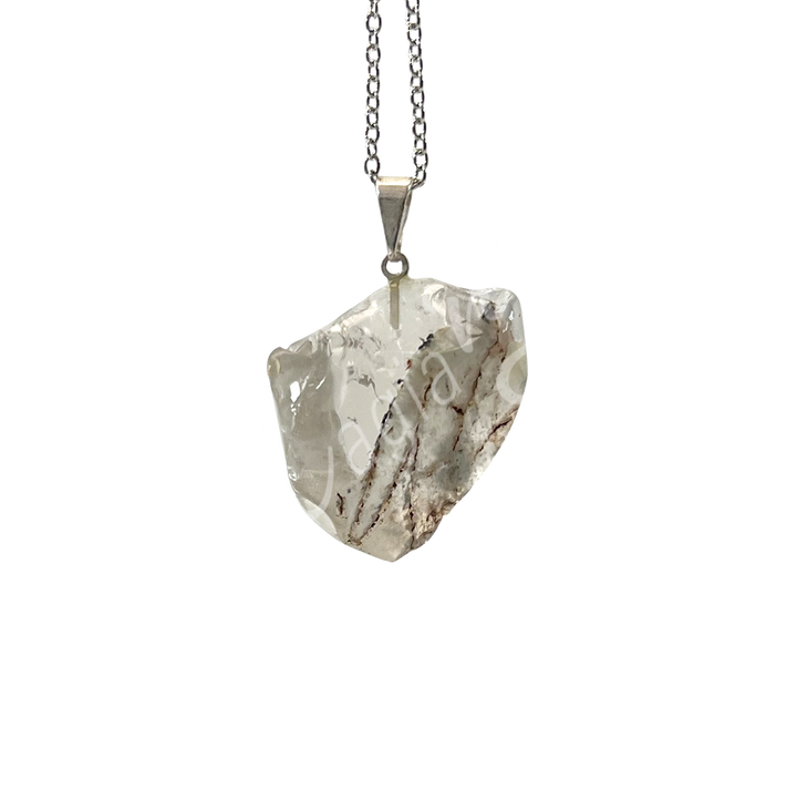 Pendant Tumbled Stone Amphibol Quartz 1.25-1.5"