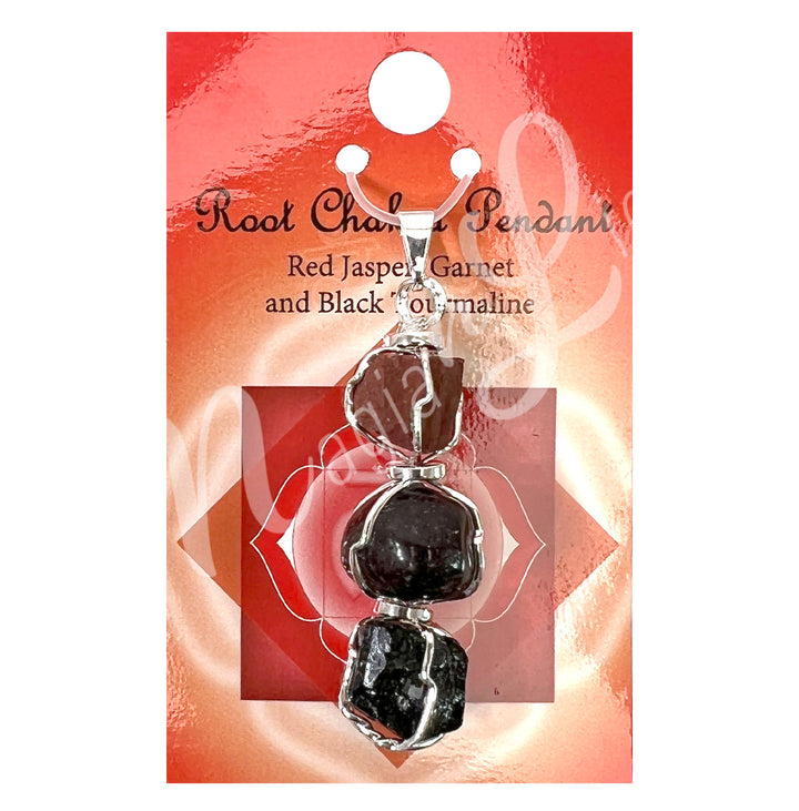 Pendant Tri-Stone Chakra Root 1.75-2″