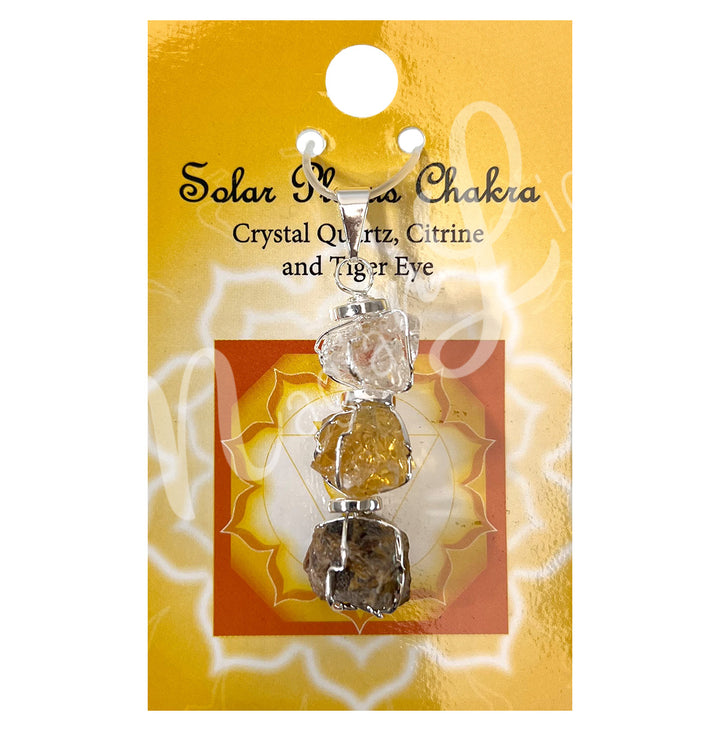 Pendant Tri-Stone Chakra Solar Plexus 1.75-2″