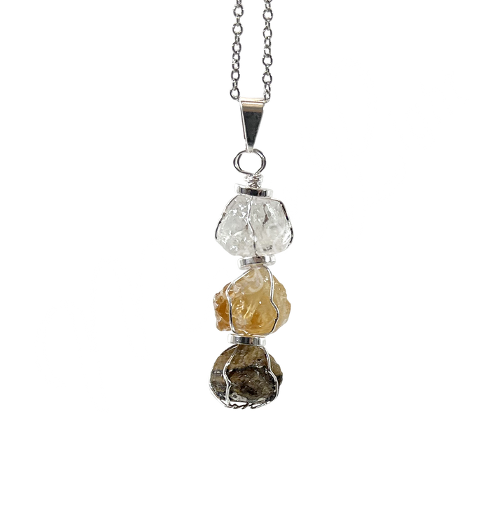 Pendant Tri-Stone Solar Plexus Chakra 1.75-2″
