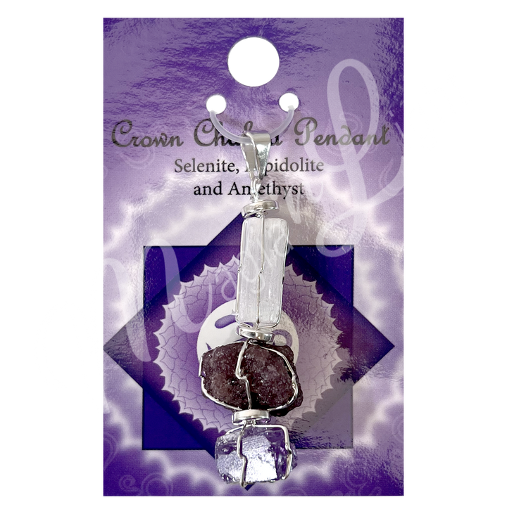 Pendant Tri-Stone Crown Chakra 1.75-2"
