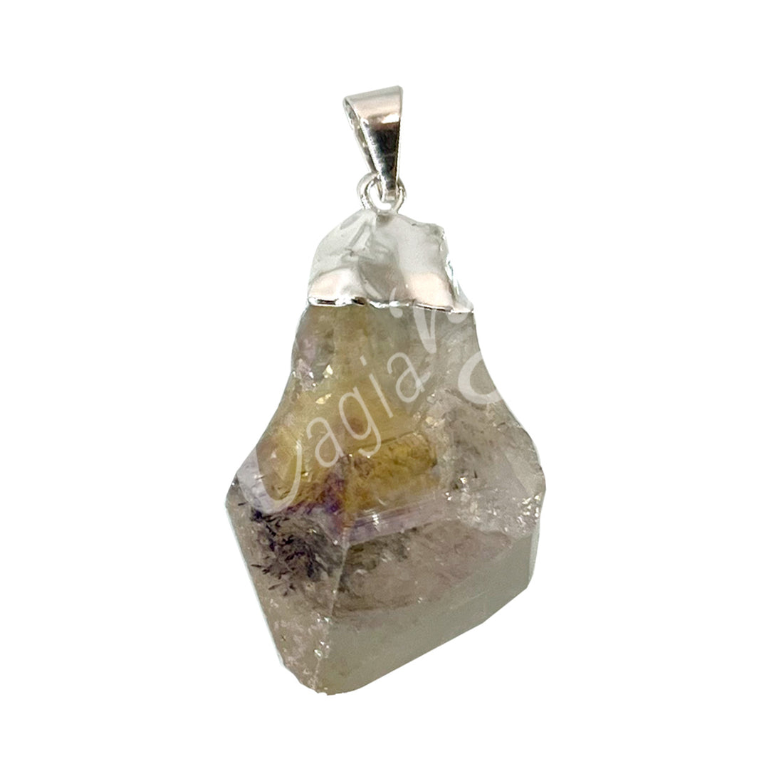 Pendant Point AB Plated Citrine with Cap 1.25-1.5″