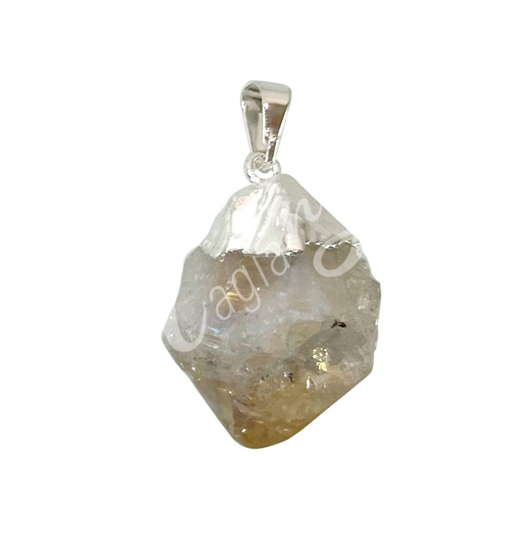 Pendant Point AB Plated Citrine with Cap 1.25-1.5″