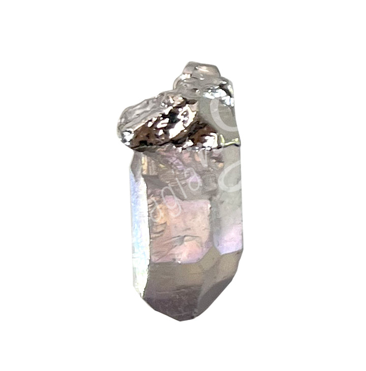 Pendant Point AB Plated Crystal Quartz with Cap 1.5-2.5″