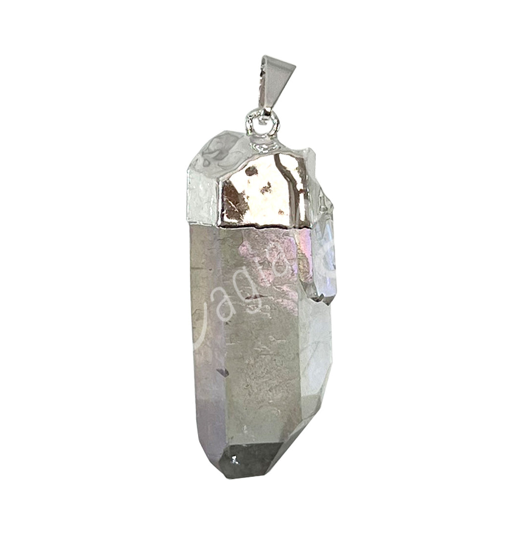 Pendant Point AB Plated Crystal Quartz with Cap 1.5-2.5″