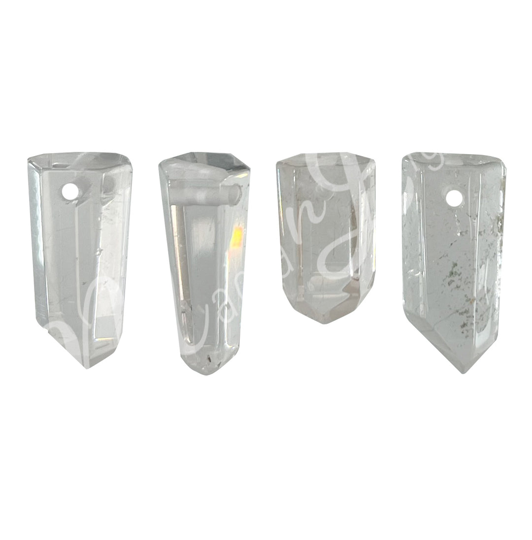 Pendant Point with 2 mm Hole 6 Sides Crystal Quartz 1-2″
