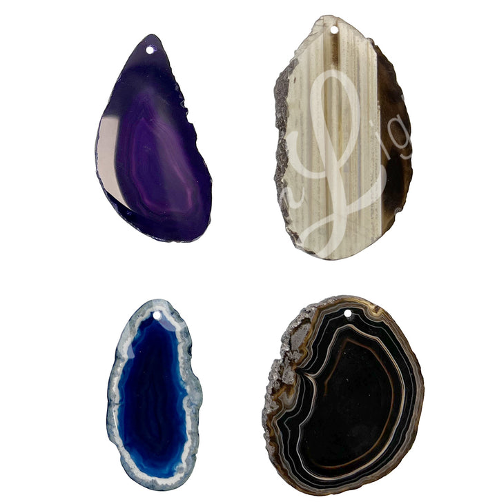 Pendant Slice Agate A Mixed Colors 2-4"