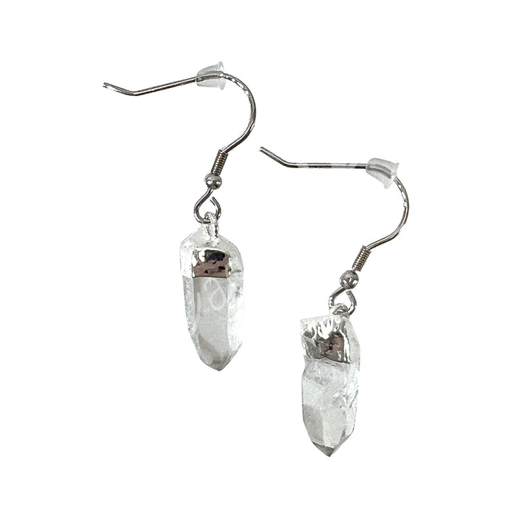 Earrings Natural Crystal Quartz 1.35-1.55"