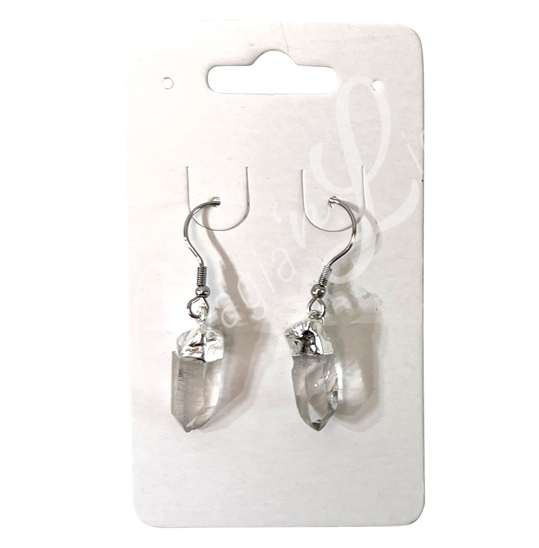 Earrings Natural Crystal Quartz 1.35-1.55"