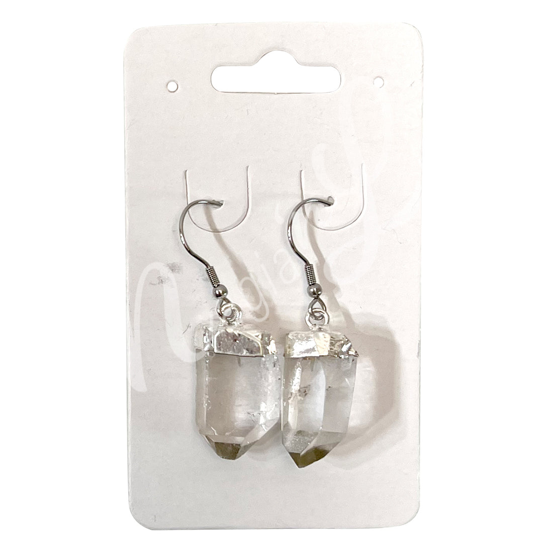 Earrings Natural Crystal Quartz 1.35-1.55"