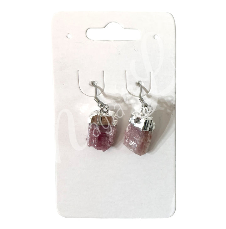 Pendientes de turmalina rosa natural de 1,35 a 1,55"