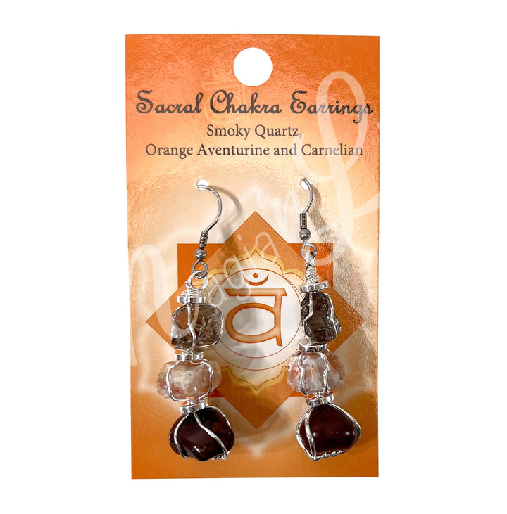 Earrings Tri-Stone Sacral Chakra 1.75-2"