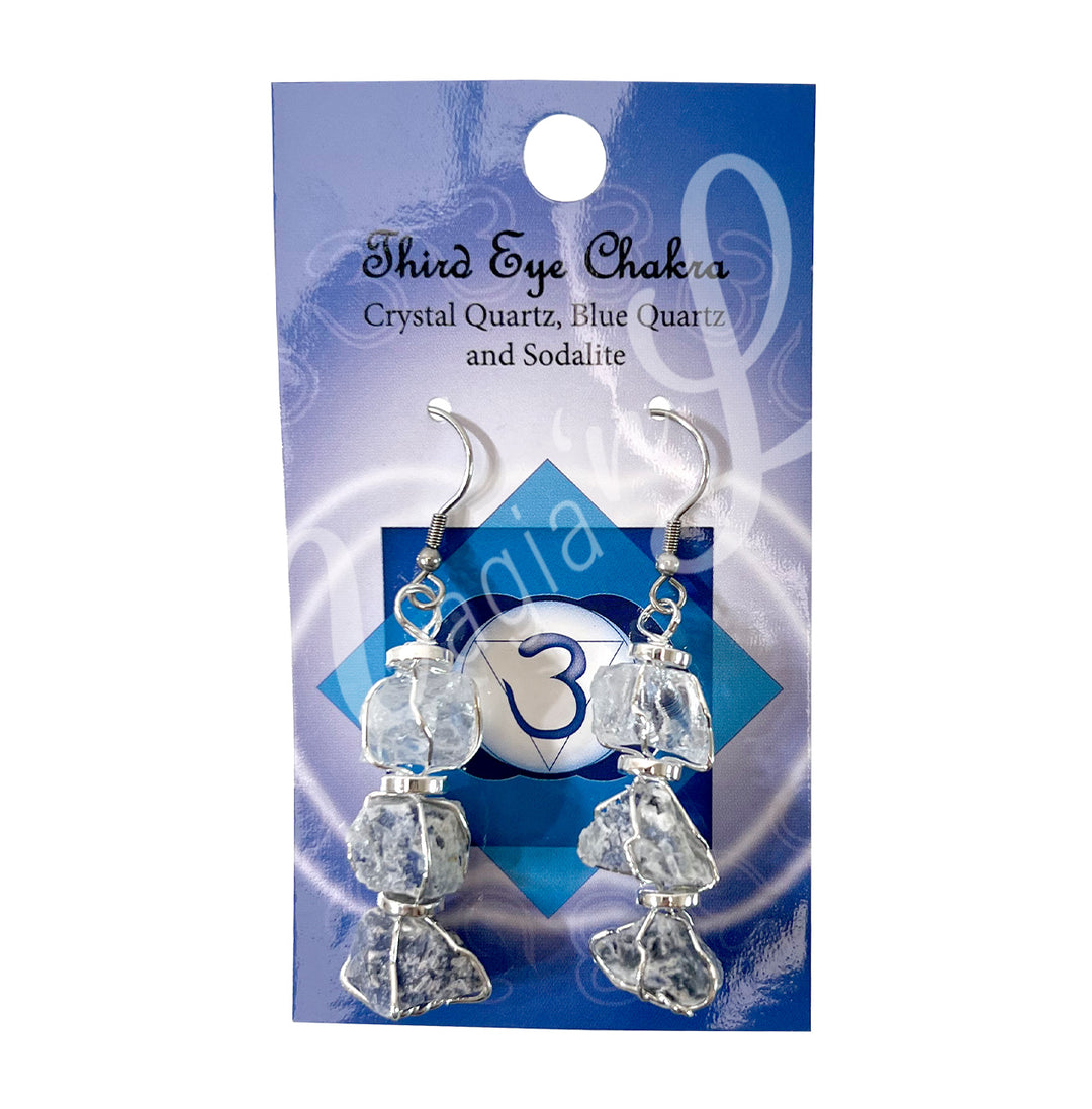 Pendientes Tri-Stone Chakra Tercer Ojo 1.75-2"