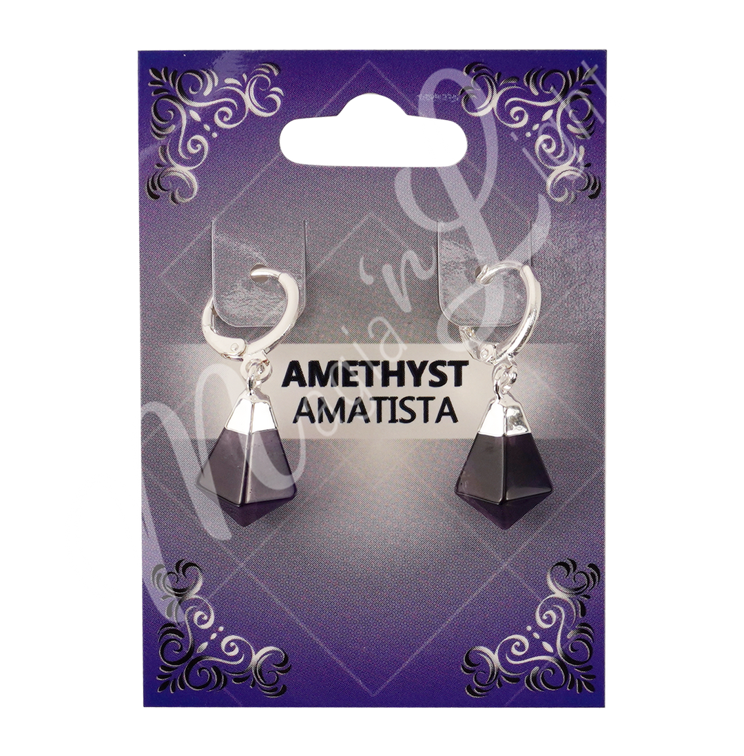 Drop Hoop Amethyst Earrings 1.15-1.25"