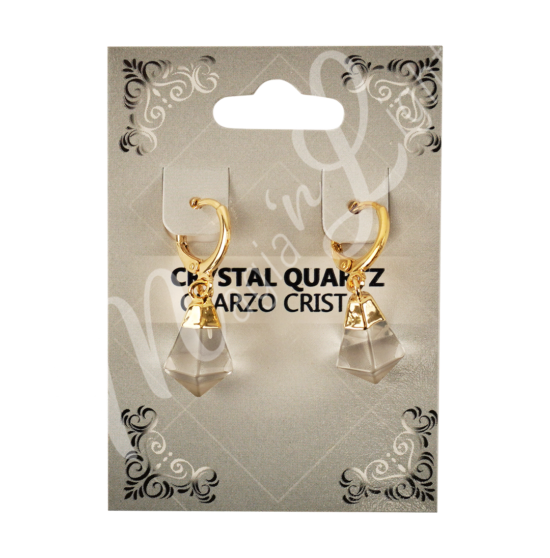 Drop Hoop Crystal Quartz Earrings 1.15-1.25"