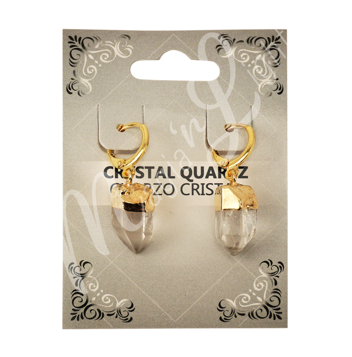 Drop Hoop Natural Crystal Quartz Earrings 1.15-1.25"