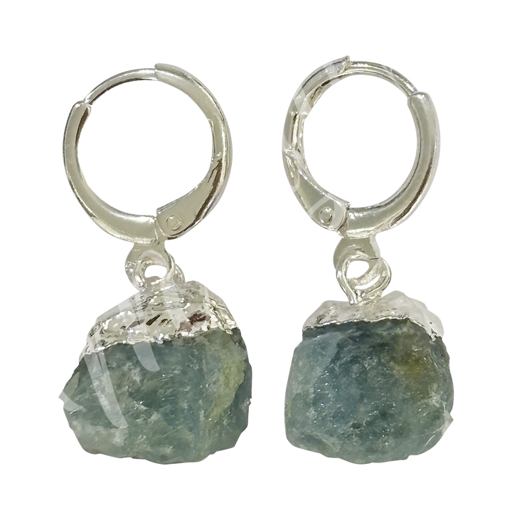 Drop Hoop Natural Aquamarine Earrings 1.15-1.25"