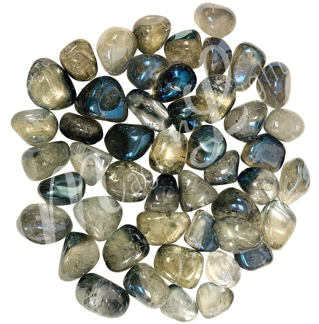 TUMBLED STONE CRYSTAL QUARTZ PLATED DARK BLUE AB 20-30 MM