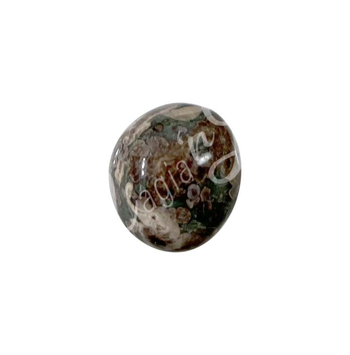 TUMBLED STONE JASPER, GREEN LEOPARD SKIN 25 MM