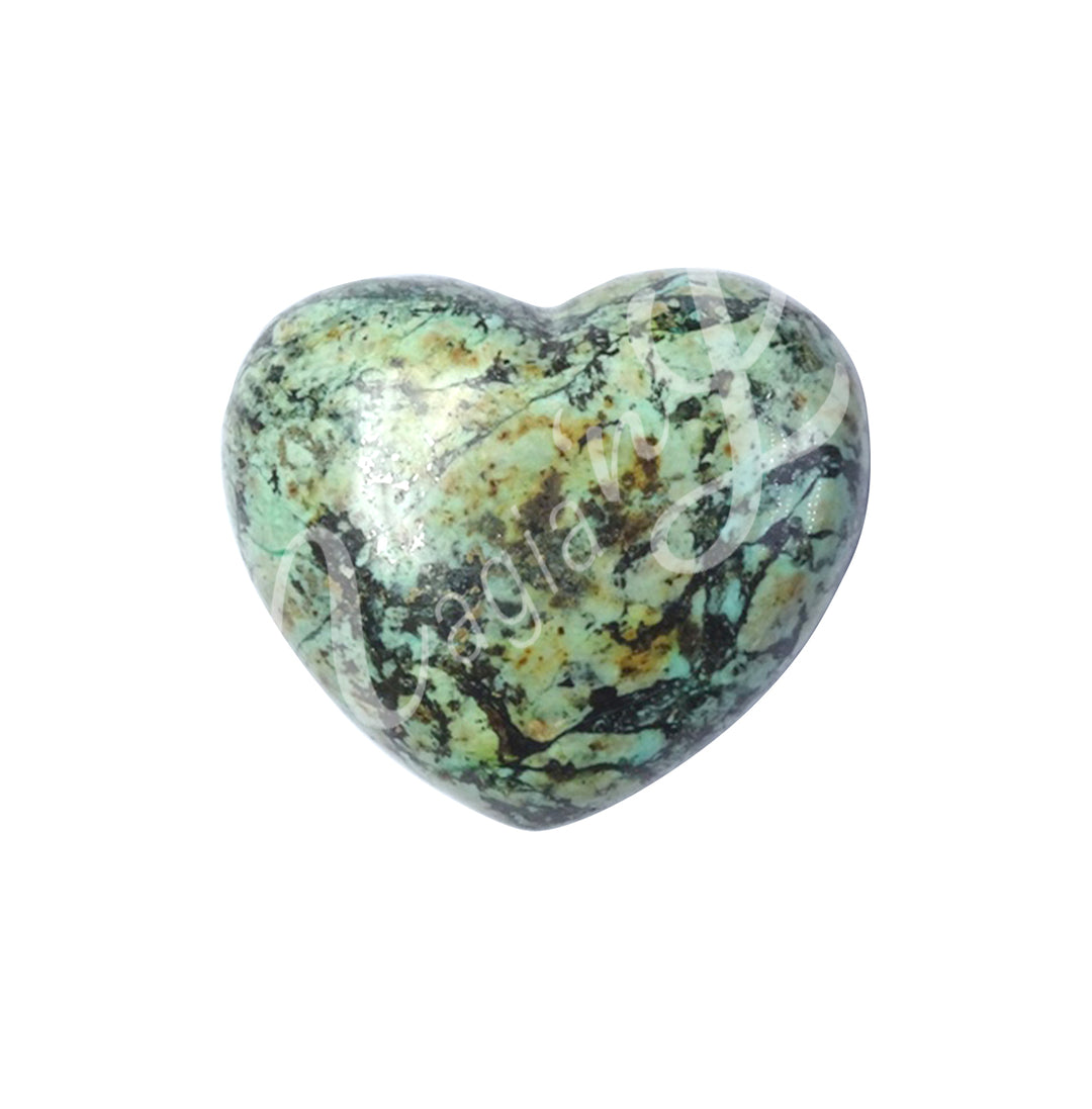 HEART TURQUOISE, AFRICAN 1.5 X 1.75″