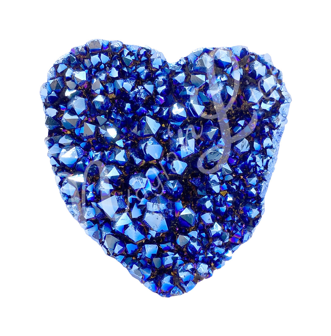 Heart Crystal Quartz Plated Dark Blue AB with Druse