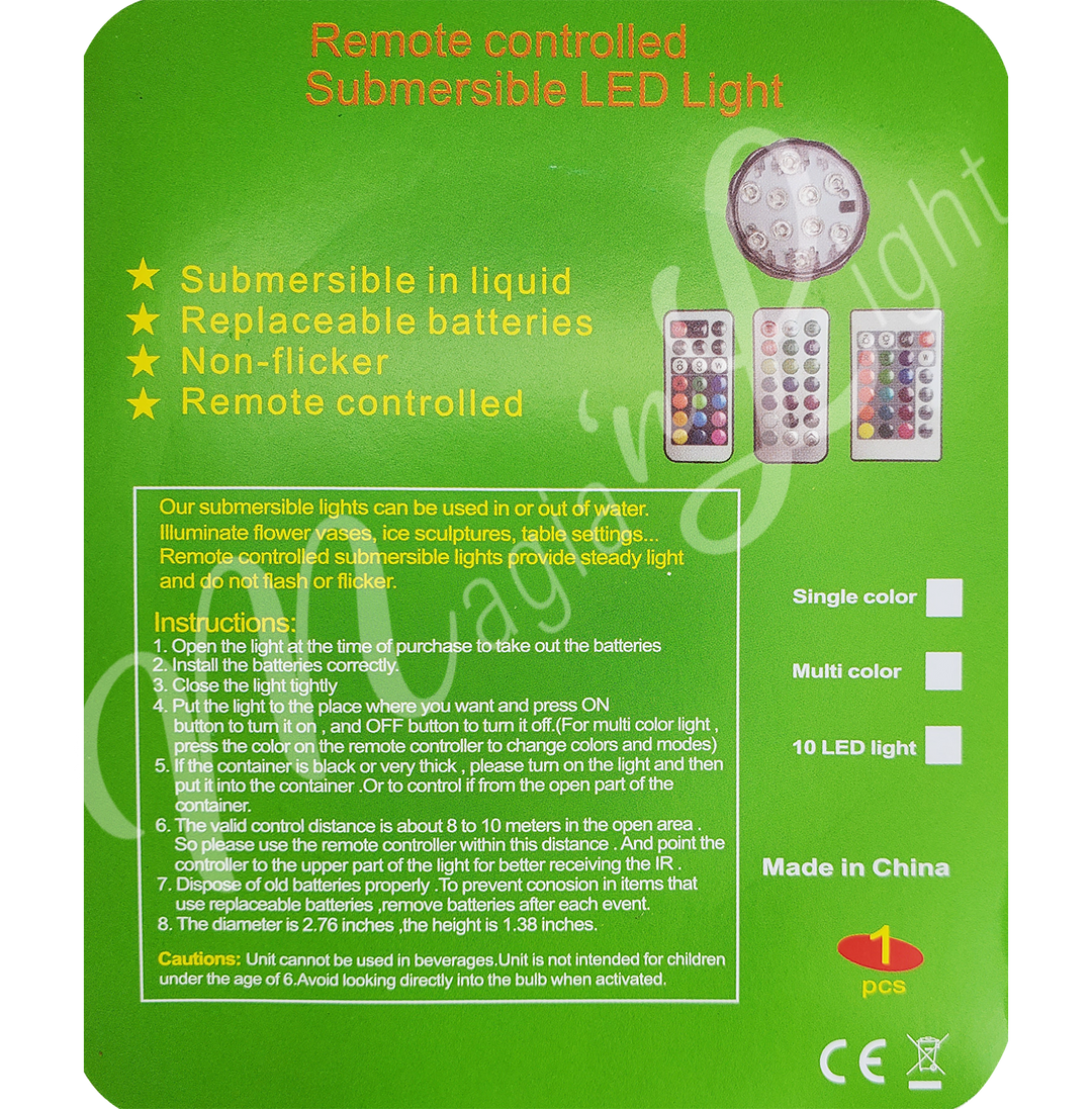 Product instruction sheet with indications.