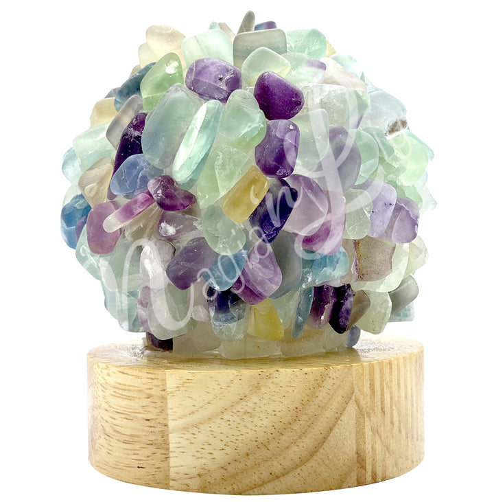 Lamp Fluorite Chips Ball 3.5"Dia. X 5"h