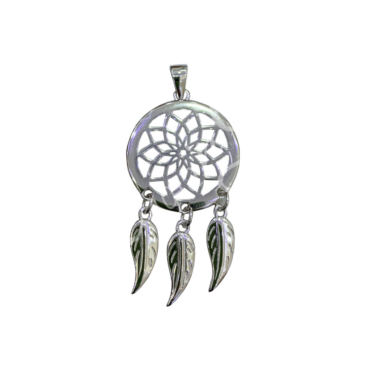 Sterling Silver Pendant Dreamcatcher 1.5″H X 0.75″dia.