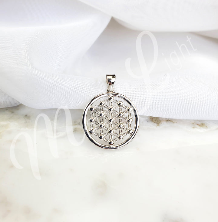 Sterling Silver Pendant Flower of Life 0.75″dia.