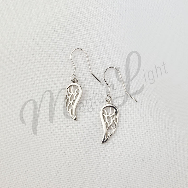 Sterling Silver Earrings Angel Wings 0.75″H X 0.25″W