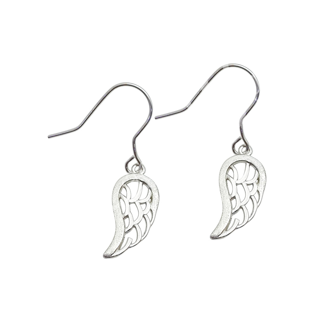 Sterling Silver Earrings Angel Wings 0.75″H X 0.25″W