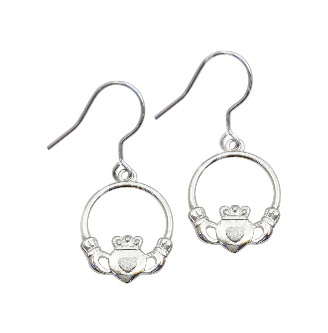 Pendientes de Plata Esterlina Claddagh 0.5"diá.