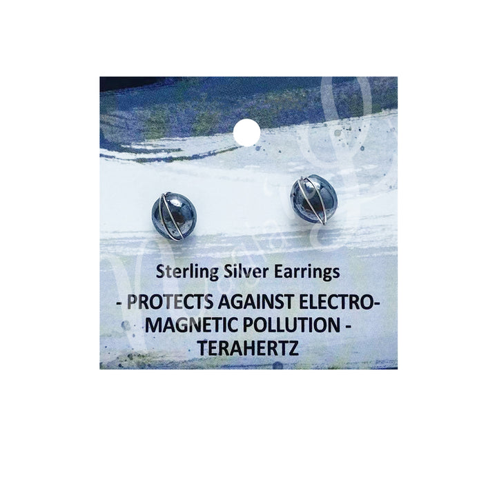 Sterling Silver Earring Studs Terahertz Wire Wrapped 7-8mm