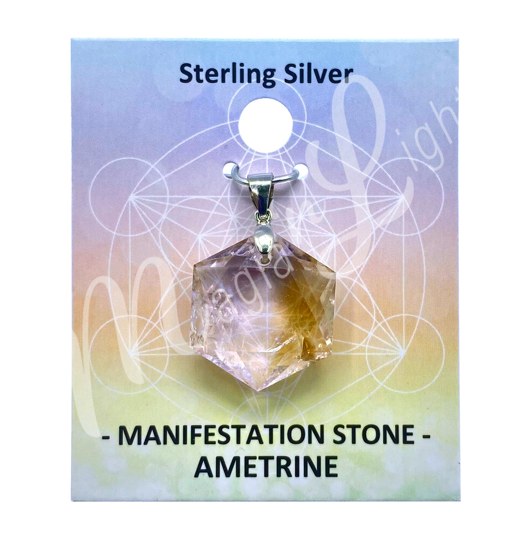 Sterling Silver Pendant Hexagonal Ametrine 21 X 18 X 7 mm