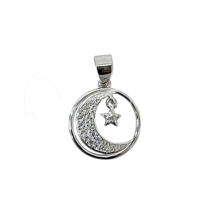 Colgante de Plata Esterlina Luna Creciente con Estrella