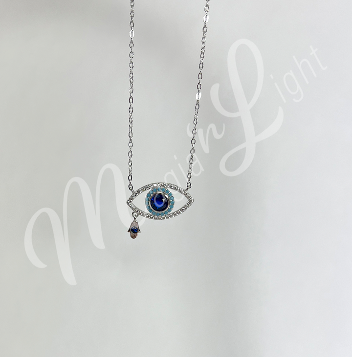 Sterling Silver Necklace Evil Eye & Hand of Fatima