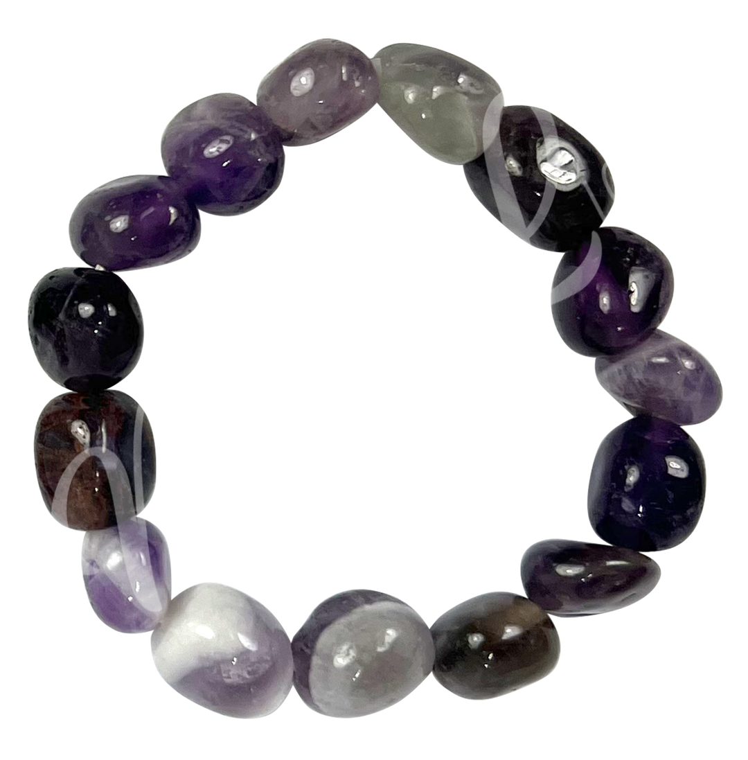 Bracelet Tumbled Stones Chevron Amethyst (12-15mm) 7-7.5"