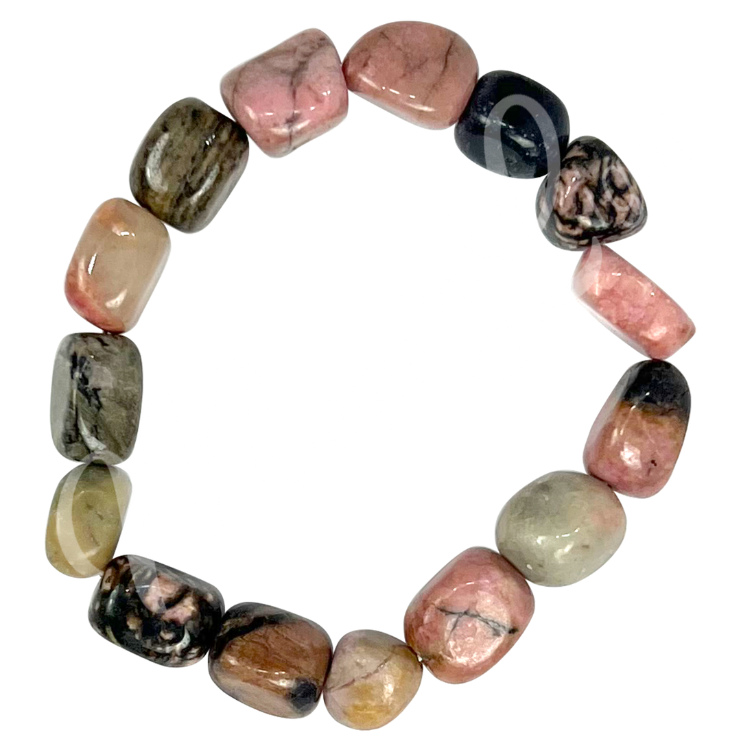 Bracelet Tumbled Stones Rhodonite (12-15mm) 7-7.5"