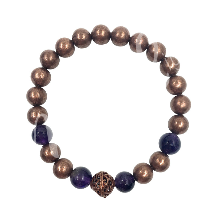 Bracelet Copper Beads with Stones (8 mm) 7.15-7.25″