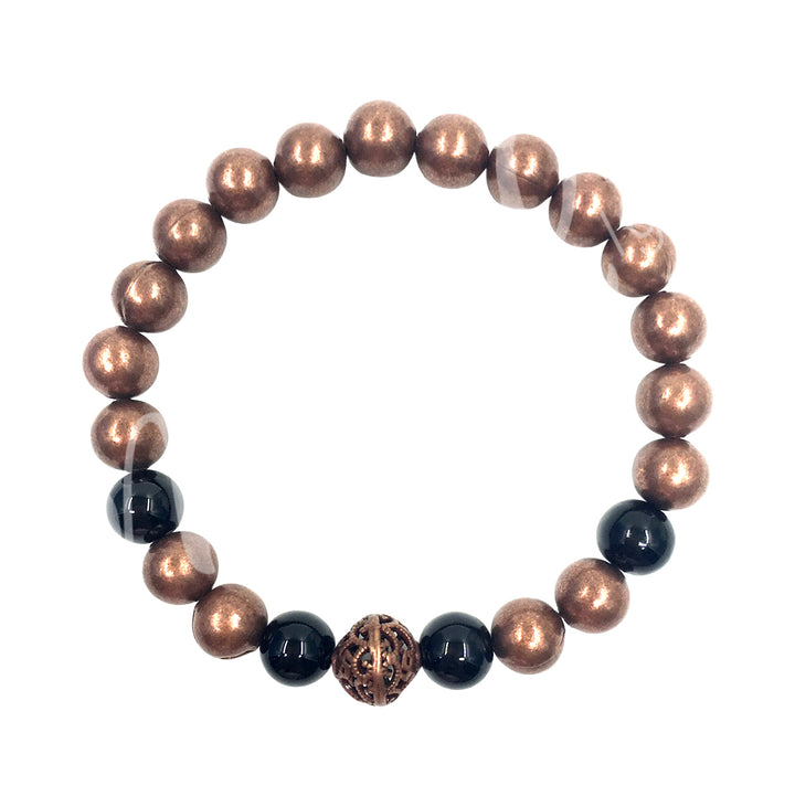 Bracelet Copper Beads with Stones (8 mm) 7.15-7.25″