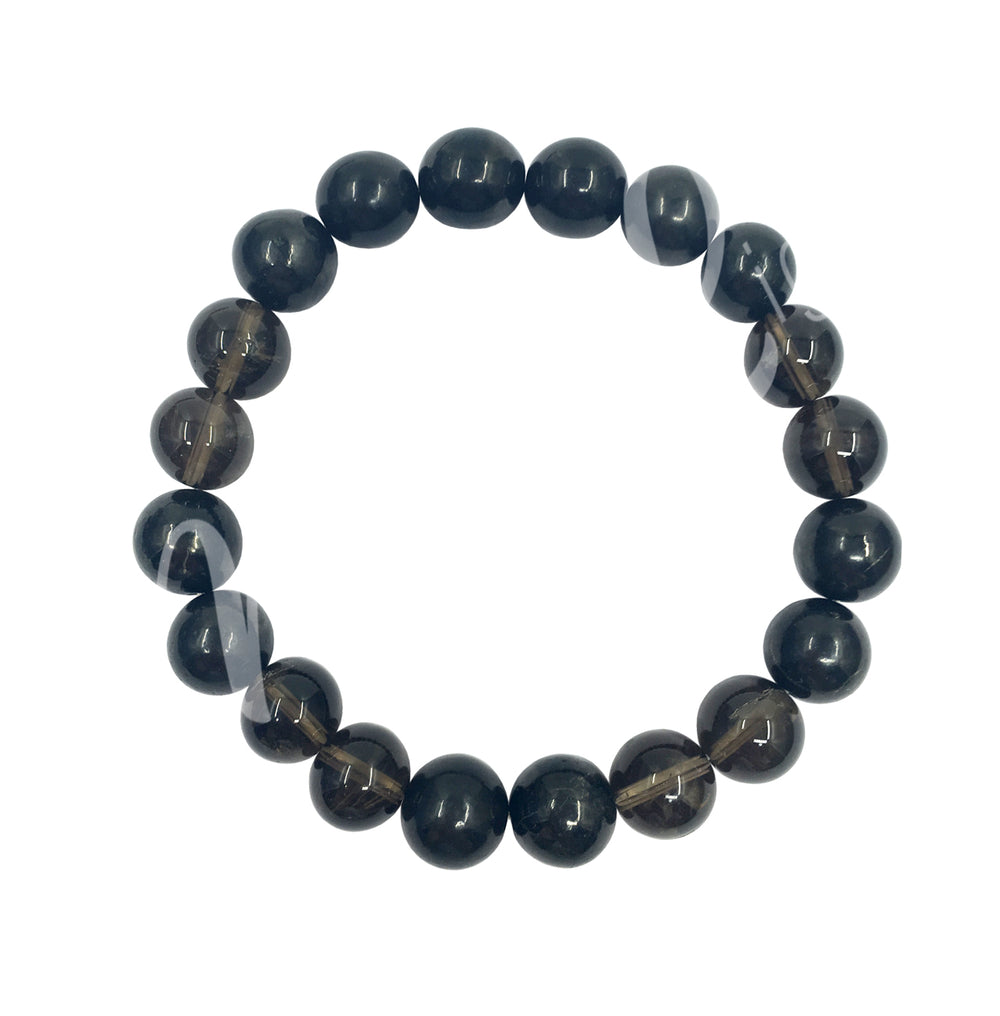 A bracelet made of smoky quartz & shungite beads.