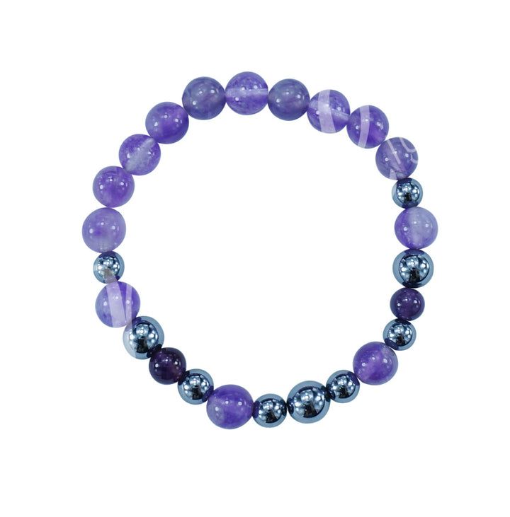 Bracelet Terahertz & Amethyst (8-8.5mm) 7.15-7.25"