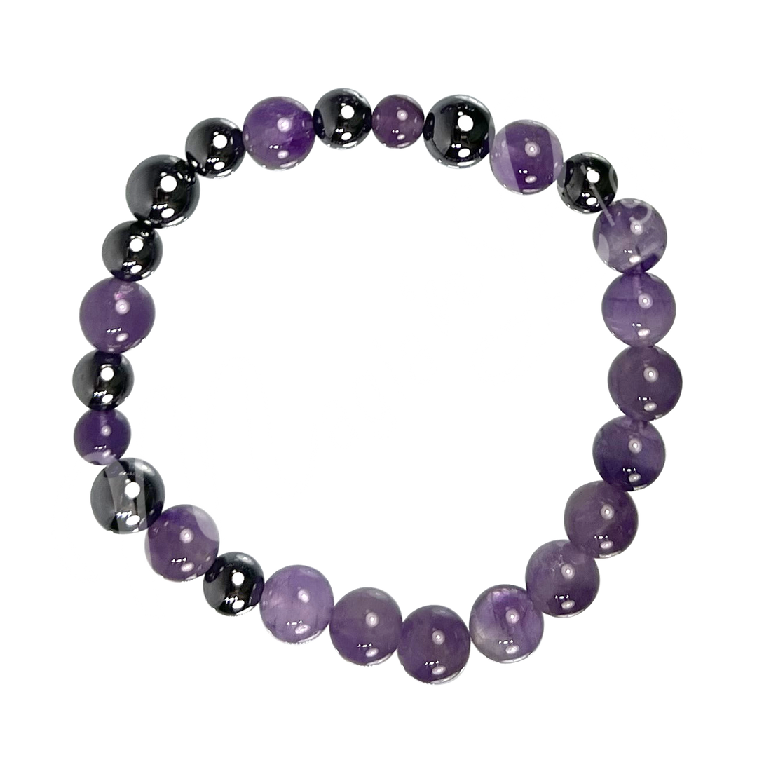 Bracelet Terahertz & Amethyst (8-8.5mm) 7.15-7.25"