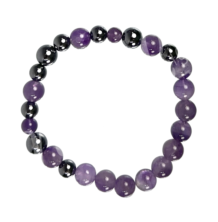 Bracelet Terahertz & Amethyst (8-8.5mm) 7.15-7.25"